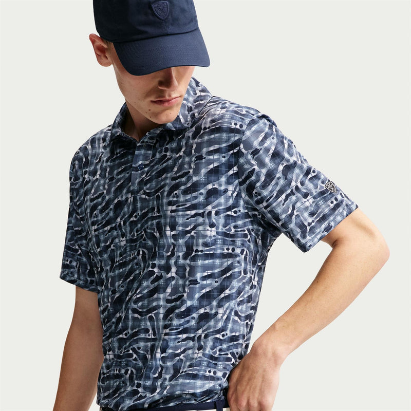 Dri-Fit Par Tartan Camo Golf Polo Short Sleeve Diffused Blue