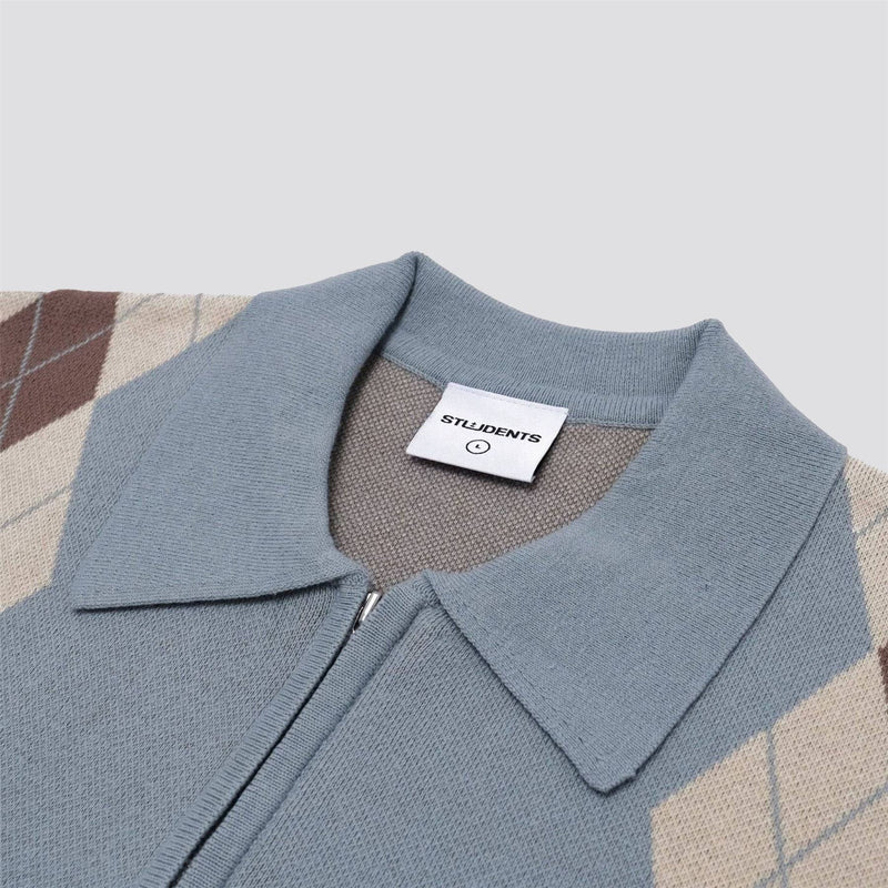 Wright Knitted LS Polo Slate