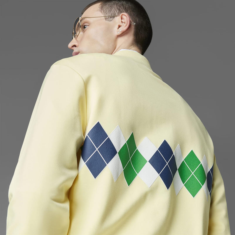 Argyle Printed Quarter Zip Yellow