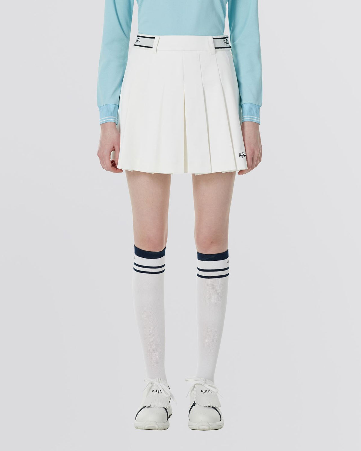 Aude Pleated Skirt White