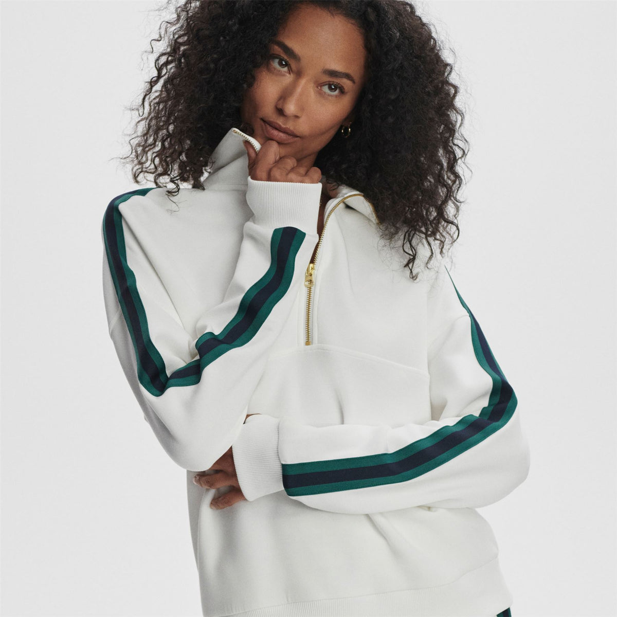 Womens Raymar Half Zip Sweat White/Navy/Forest