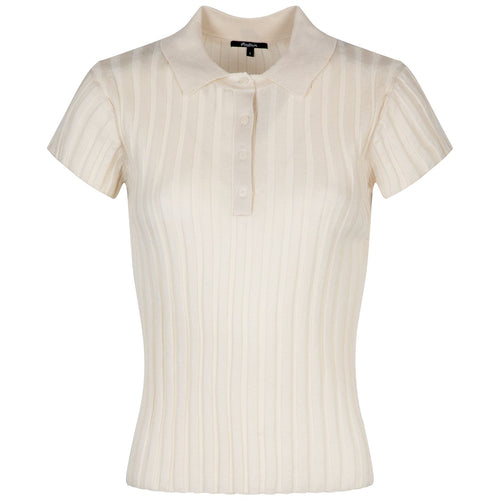 Womens Elea Rib Knit Polo Ivory - SS25