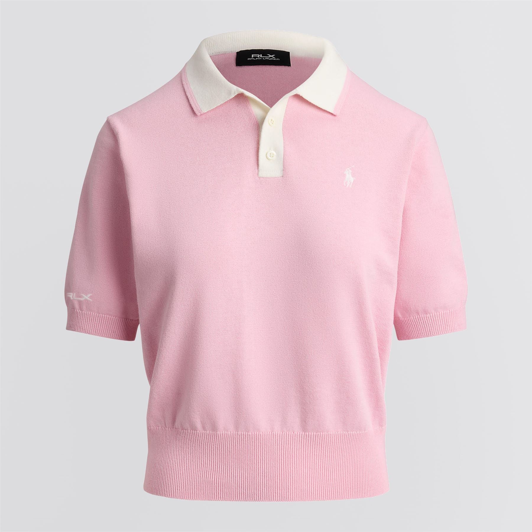 Ralph Lauren RLX Cotton Blend Sweater Polo Light Pink/White Splash