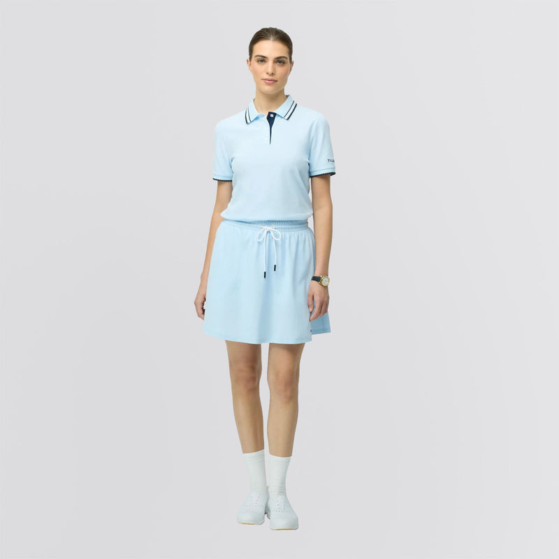 Womens Preppy Pique Mini Skirt Baby Blue/Navy
