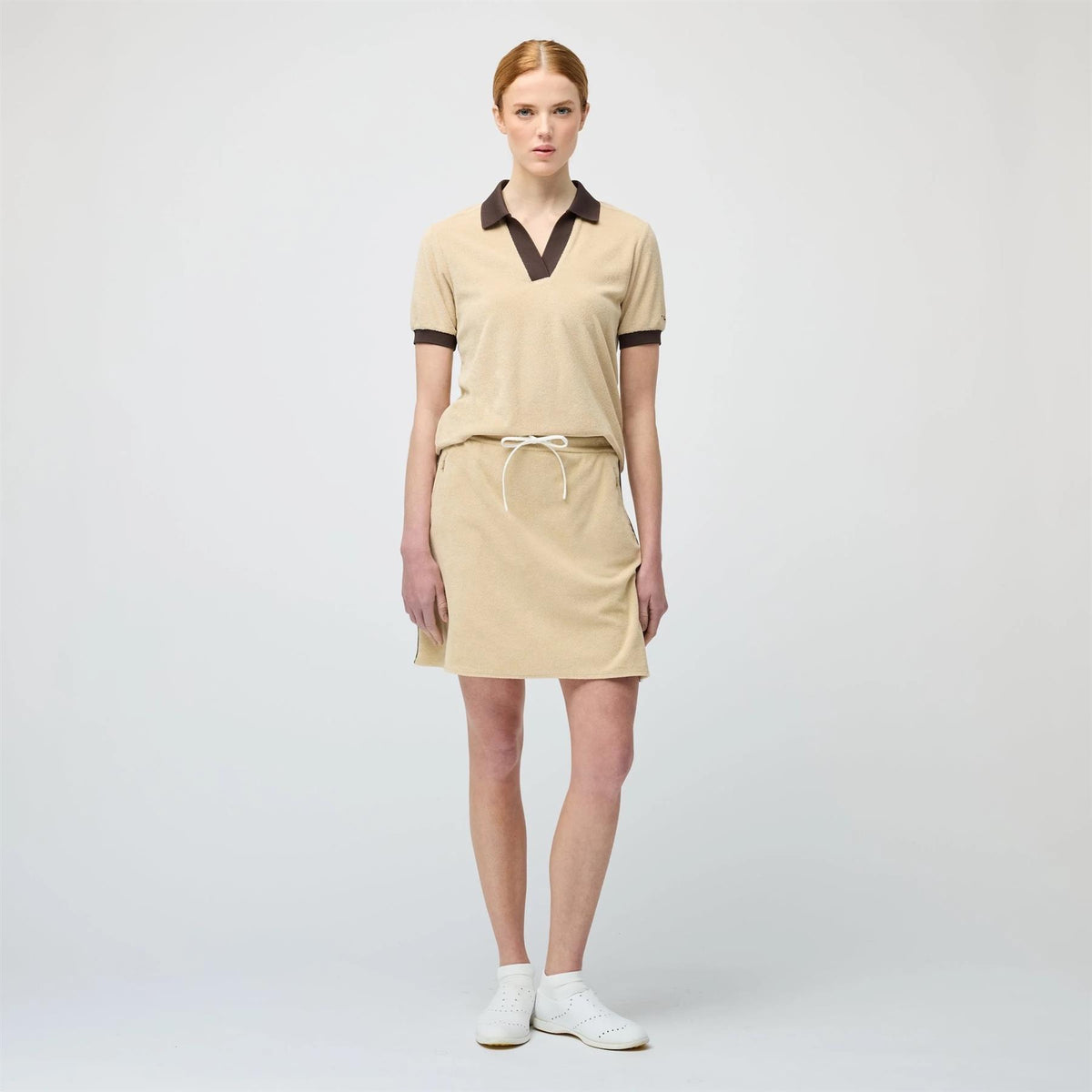 Womens Terry Ribbon Skirt Tan/Coffee