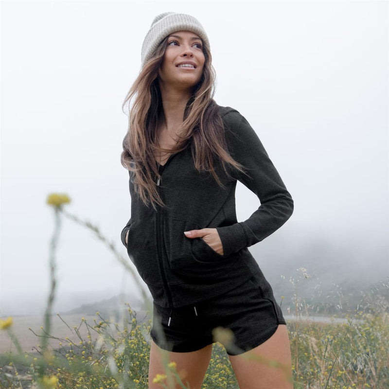 Womens Cloud Zip Hoodie Heather Black