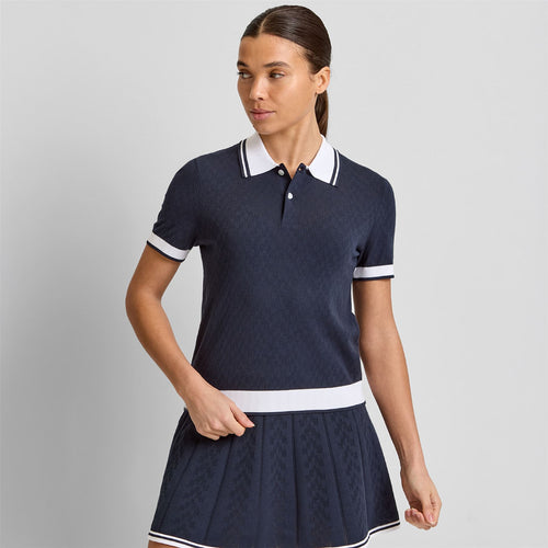 Womens Polly Pointelle Polo JL Navy