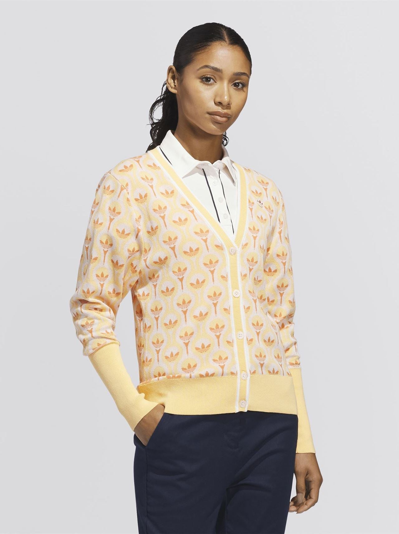 Womens Originals All Over Cardigan White/Ice Tangerine