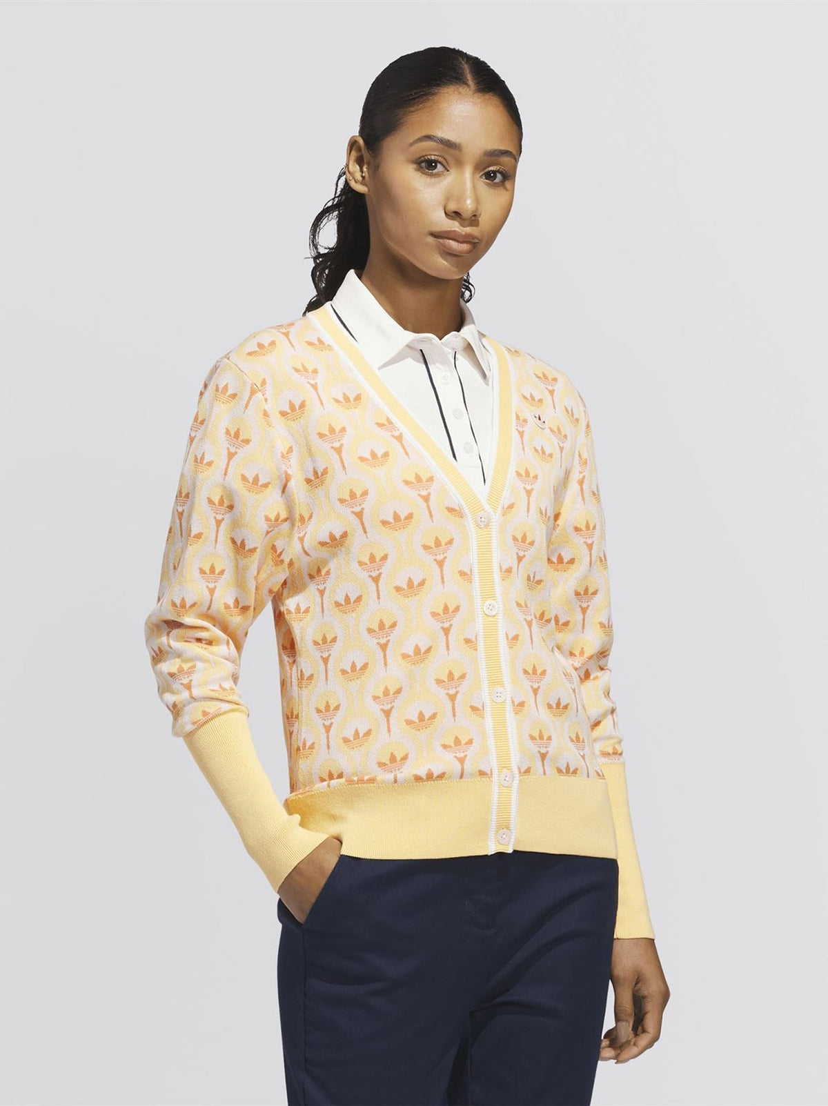 Womens Originals All Over Cardigan White/Ice Tangerine