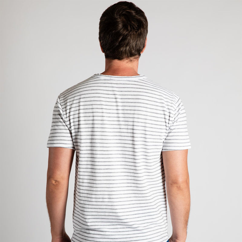 Alpha Slub Striped Tee Light Gray Heather/Arctic