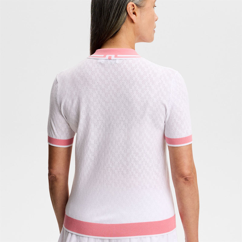 Womens Polly Pointelle Polo White