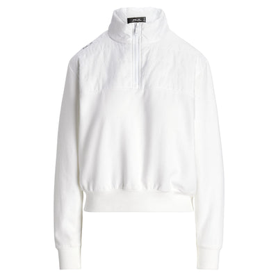 Womens Quilted-Panel Fleece Pullover Ceramic White - SS24