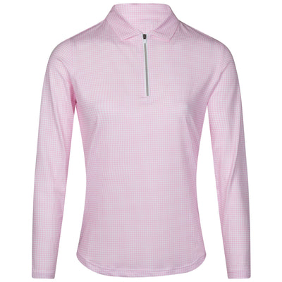 Womens LS Houndstooth Sun Protection Shirt Pink - 2023
