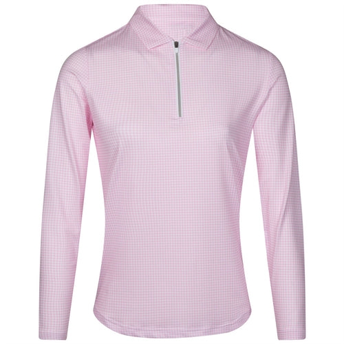 Womens LS Houndstooth Sun Protection Shirt Pink - AW23