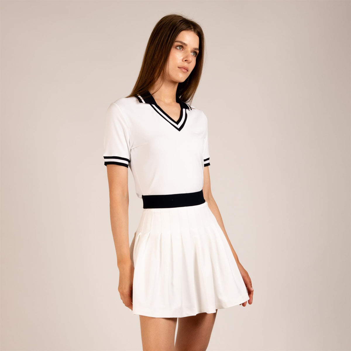 Womens The 5 Star Loosely Pleated Skort White