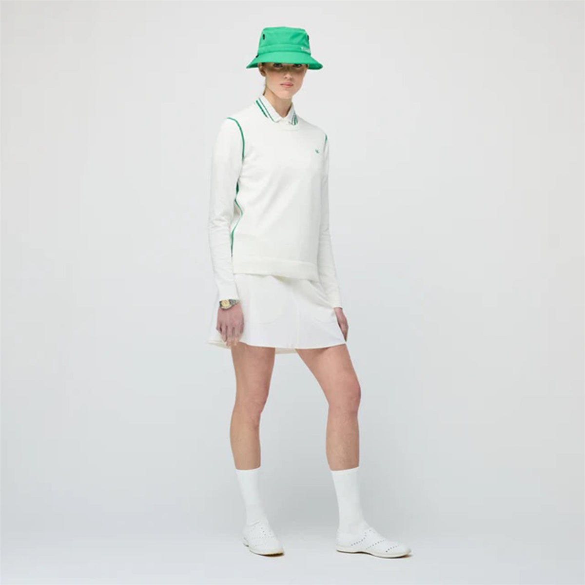Womens Classic Crew Neck White/Sport Green