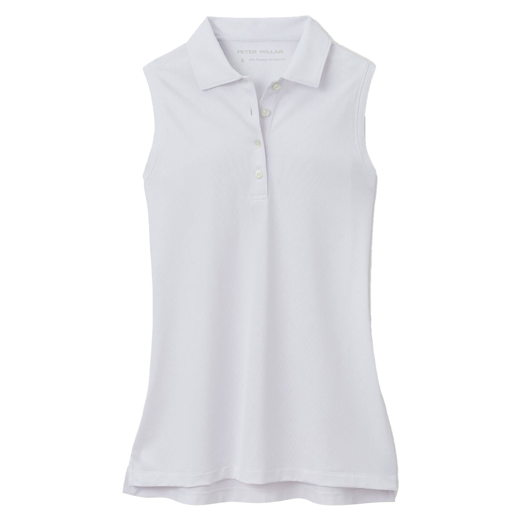 Womens Sleeveless Banded Button Polo White