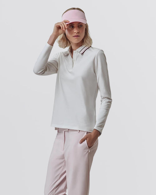 Womens LS Team Polo White/Wine