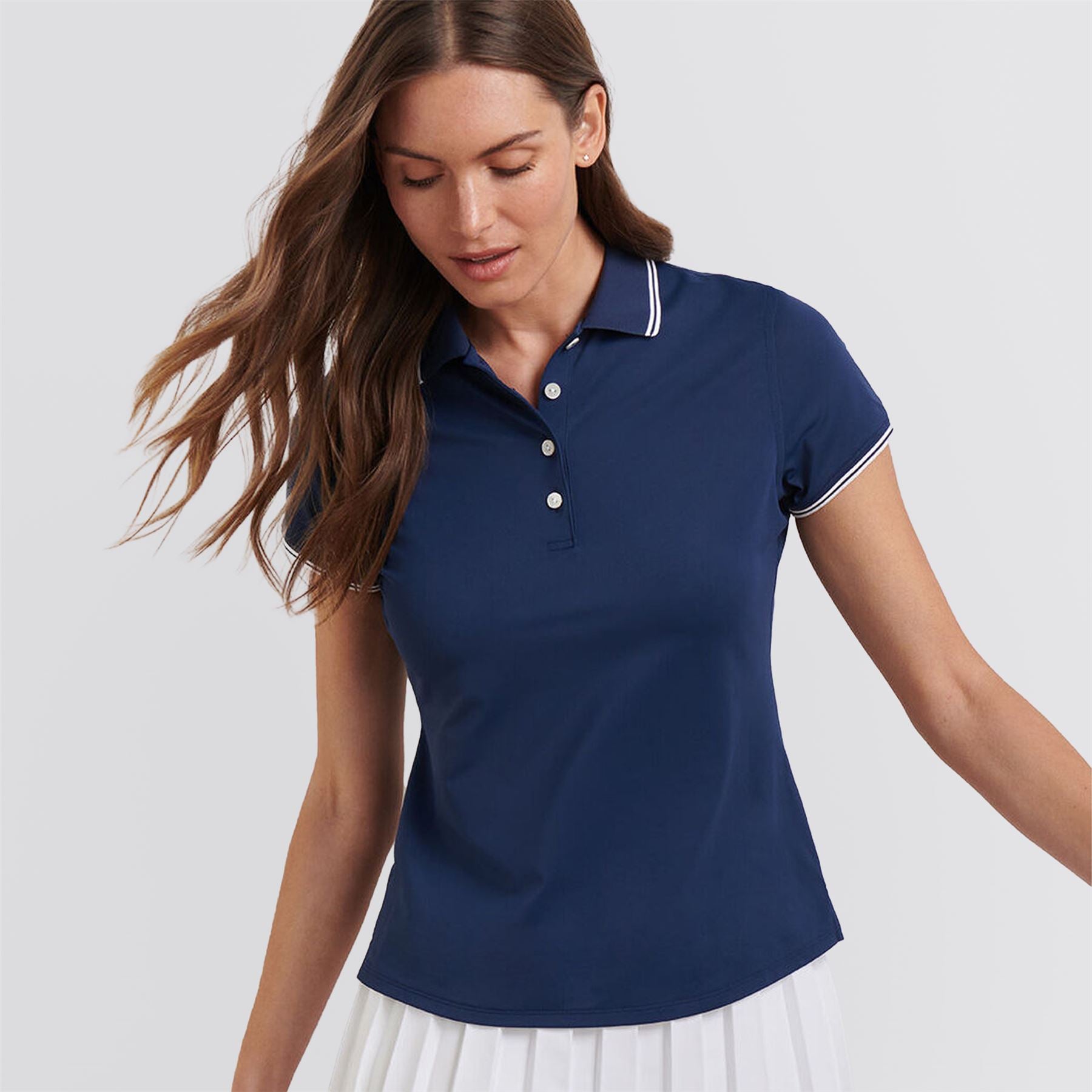 Womens Canterbury Tipped Sport Mesh Polo Navy/White