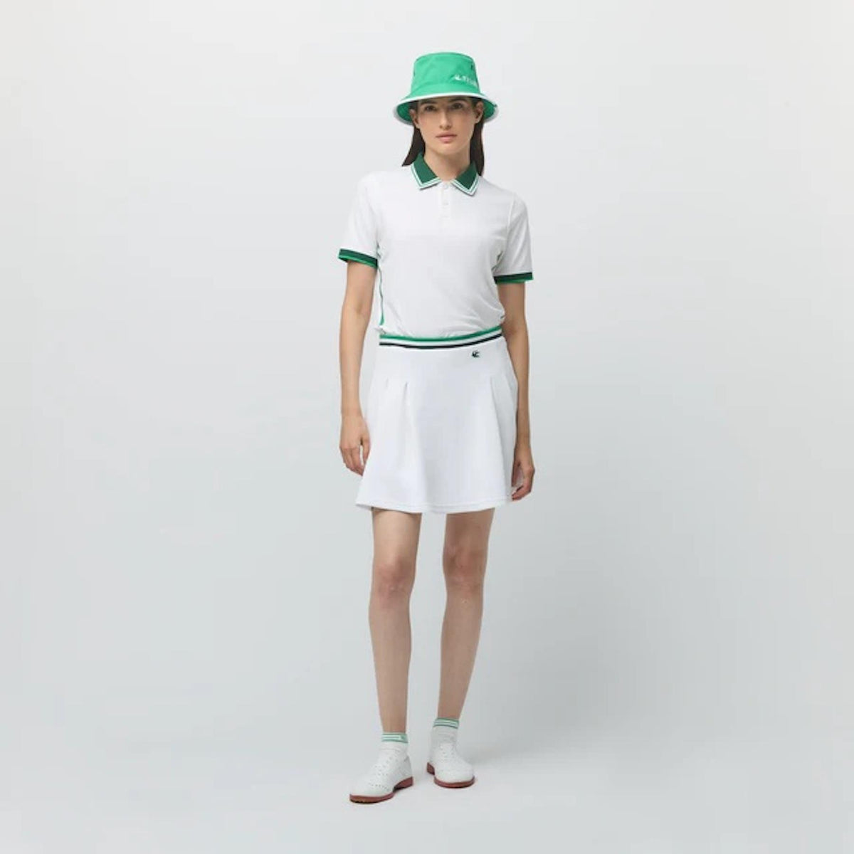 Womens Striped Airloft Pleated Skirt White/Sport Green