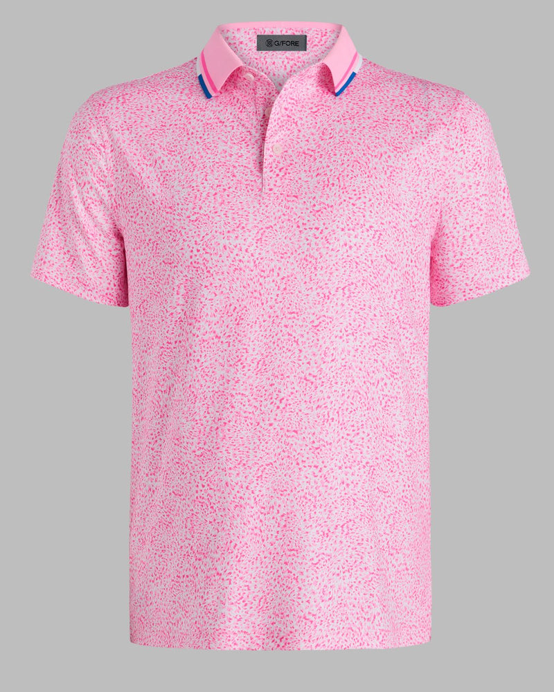 Fireworks Print Tech Jersey Polo Blush