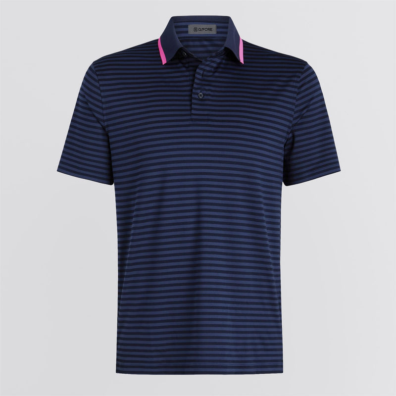 Perforated Stripe Polo Twilight