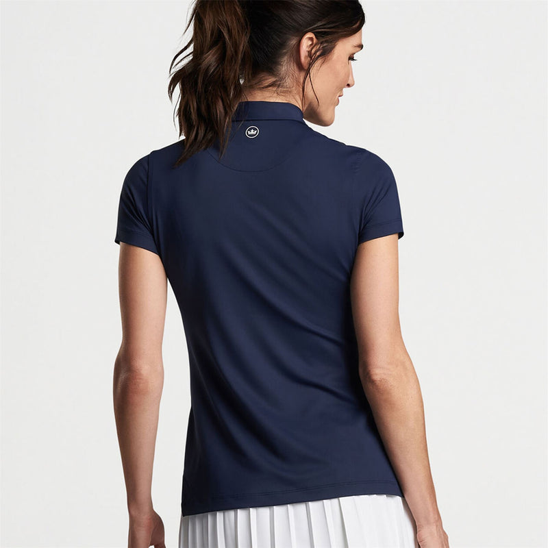 Womens Short Sleeve Button Polo Navy