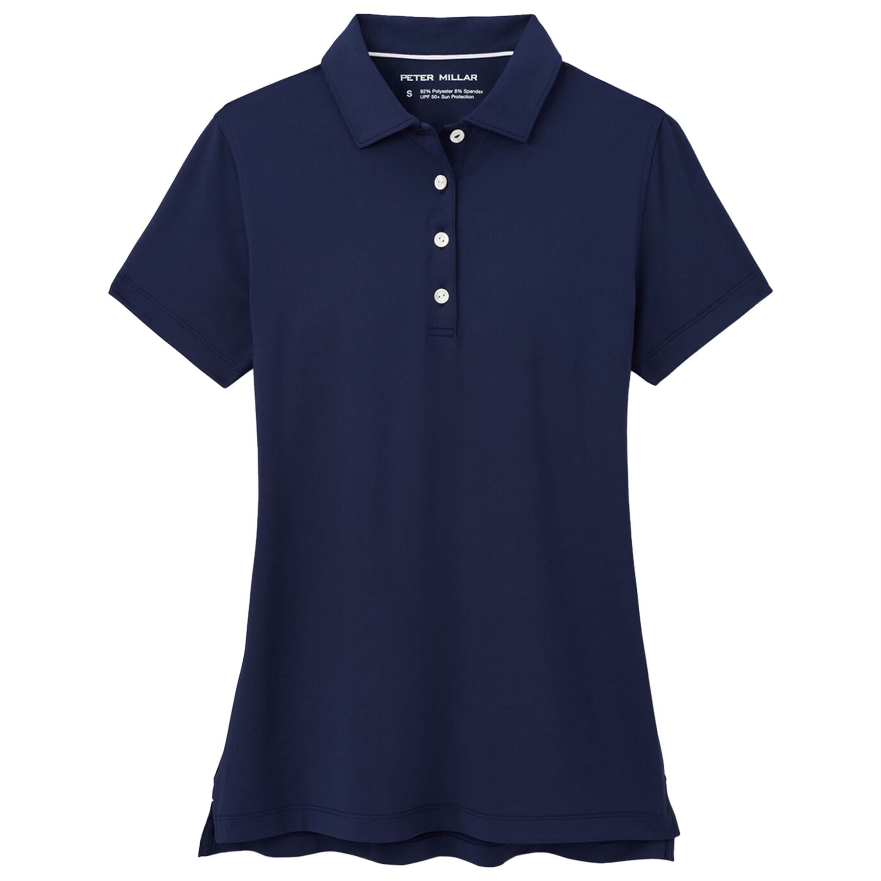Womens Short Sleeve Button Polo Navy