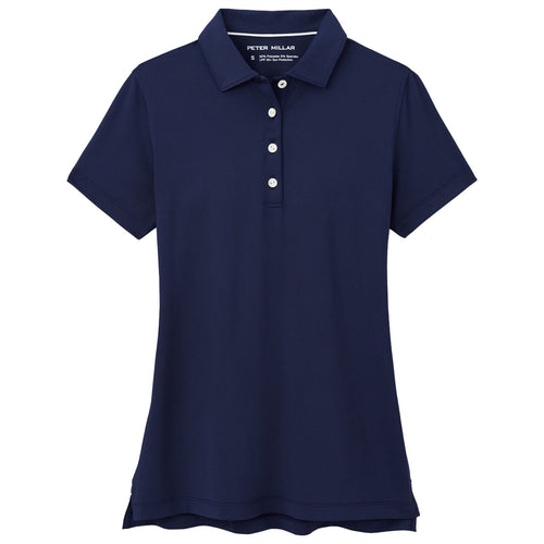 Womens Short Sleeve Button Polo Navy - SS24