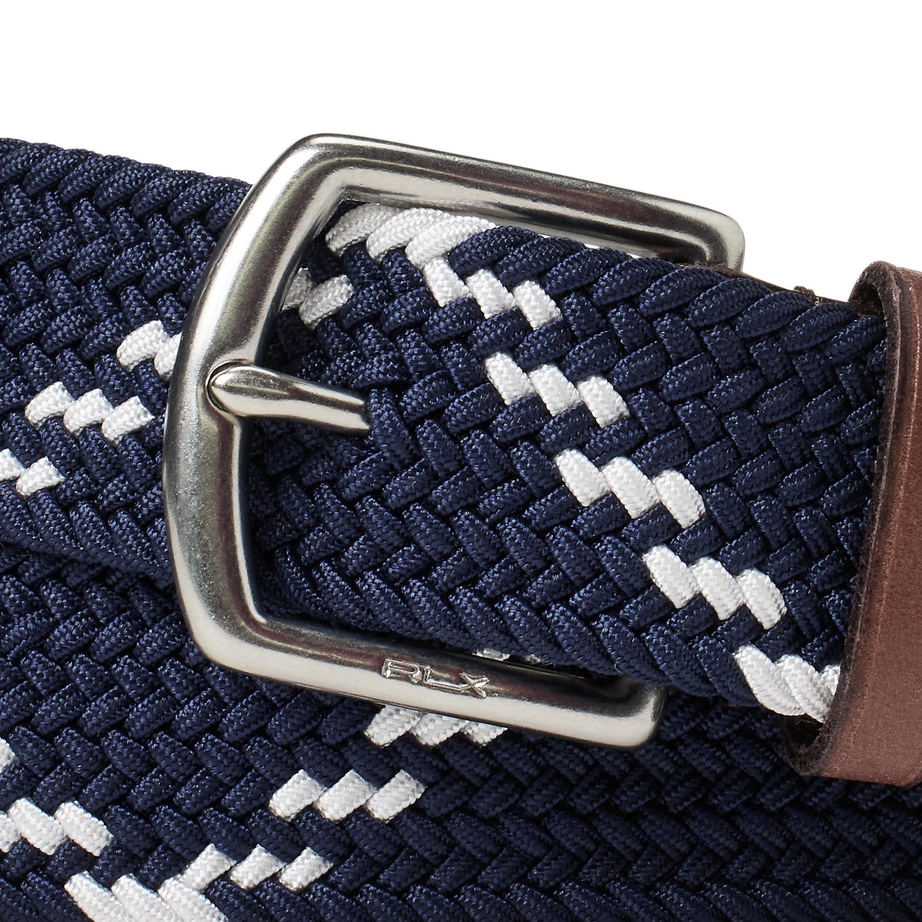 Ralph Lauren RLX Braided Stripe Belt Navy/White | TRENDYGOLF USA