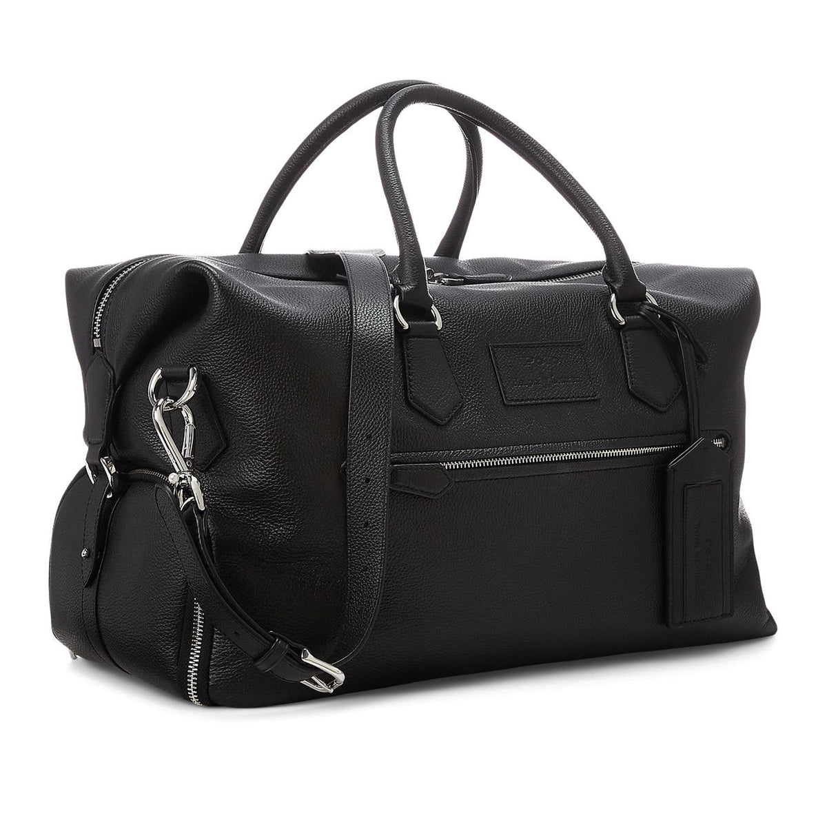 Pebble Leather Duffle Bag Black