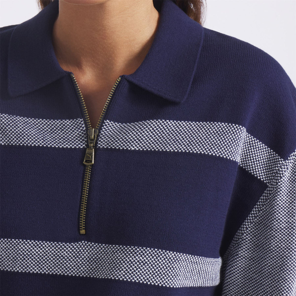 x AP Womens Sweater Collared Quarter Zip Deep Navy