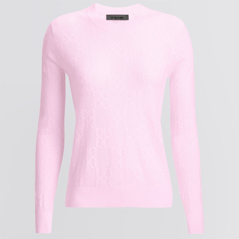 Womens Pointelle G Crewneck Sweater Blush