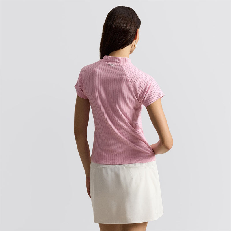 RLX Womens Drop Needle Rib Knit Polo Light Pink