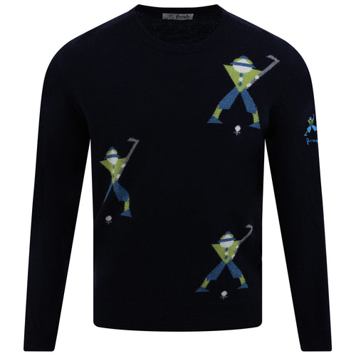 Multi Geometric George Intarsia Knit Navy