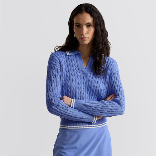 RLX Womens Cotton Blend Sweater Blue Mist/White Splash