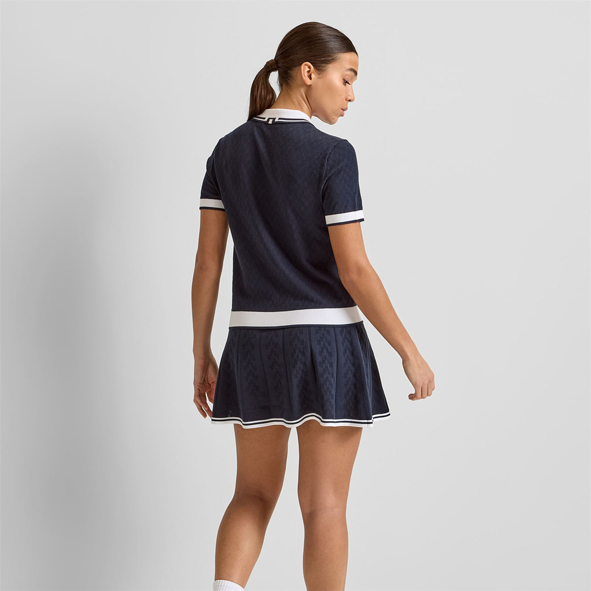 Womens Polly Pointelle Polo JL Navy