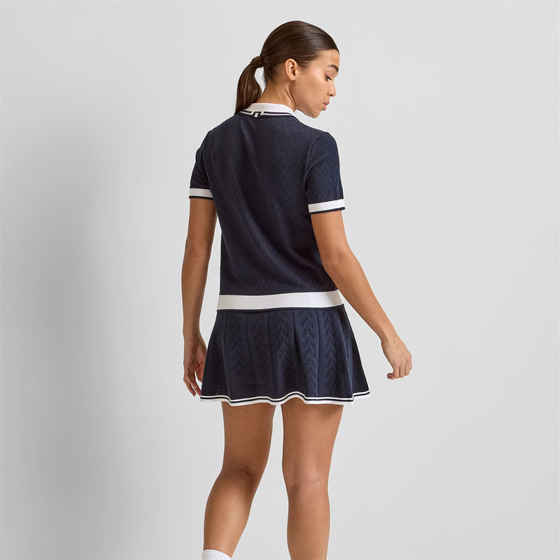 Womens Polly Pointelle Polo JL Navy