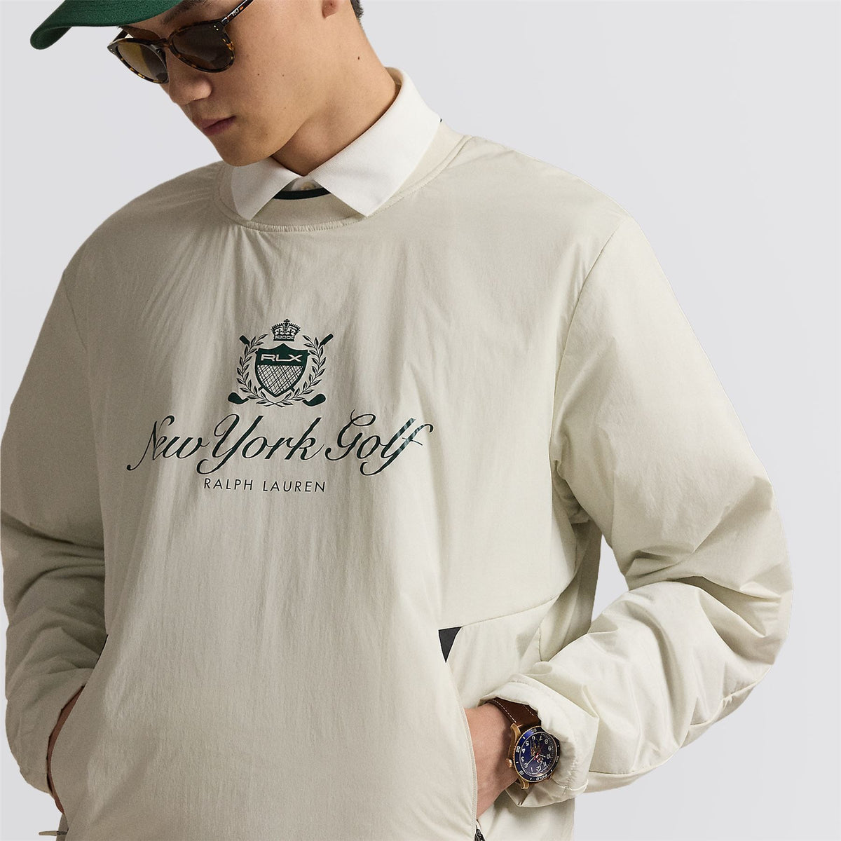 RLX Stretch Hybrid Graphic Pullover Stone Pebble