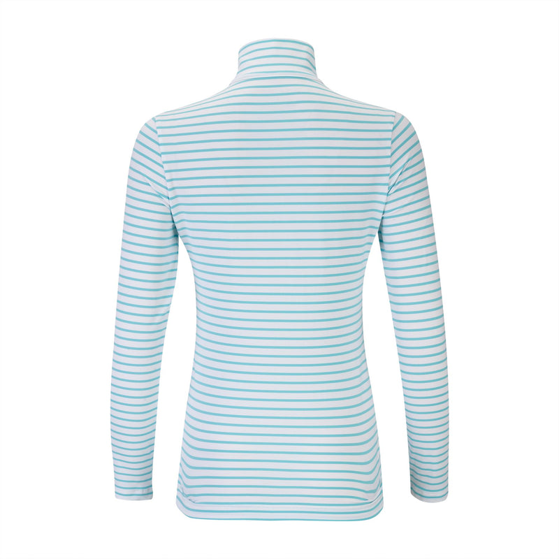 Womens The Gemma Striped LS Polo Ocean