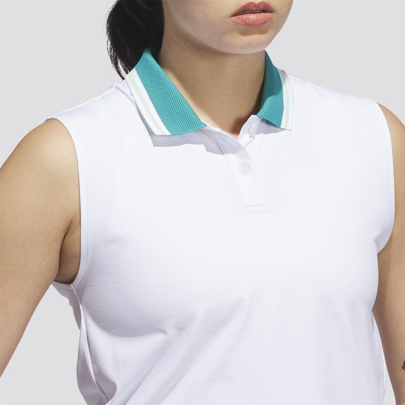 Womens Beyond The Course Twistknit Polo White/Pure Teal