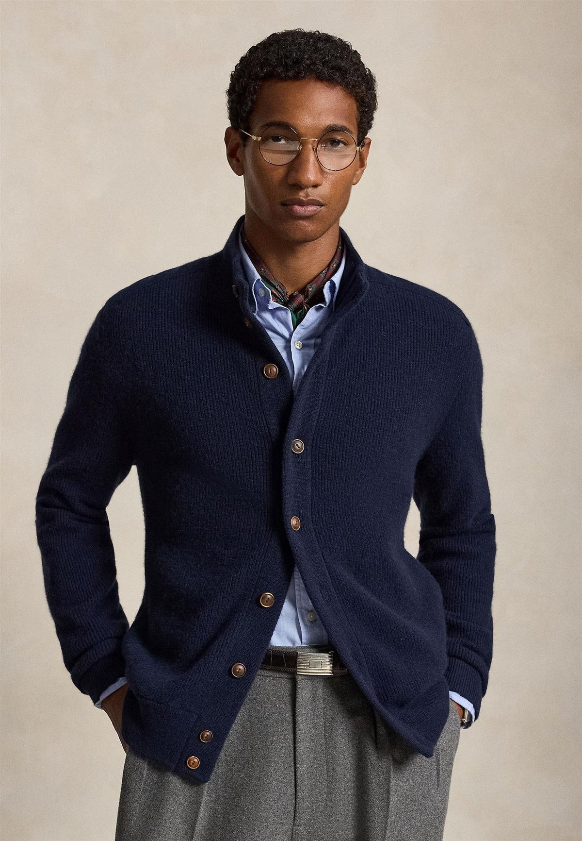 RLX Washable Cashmere Sweater Cardigan Refined Navy
