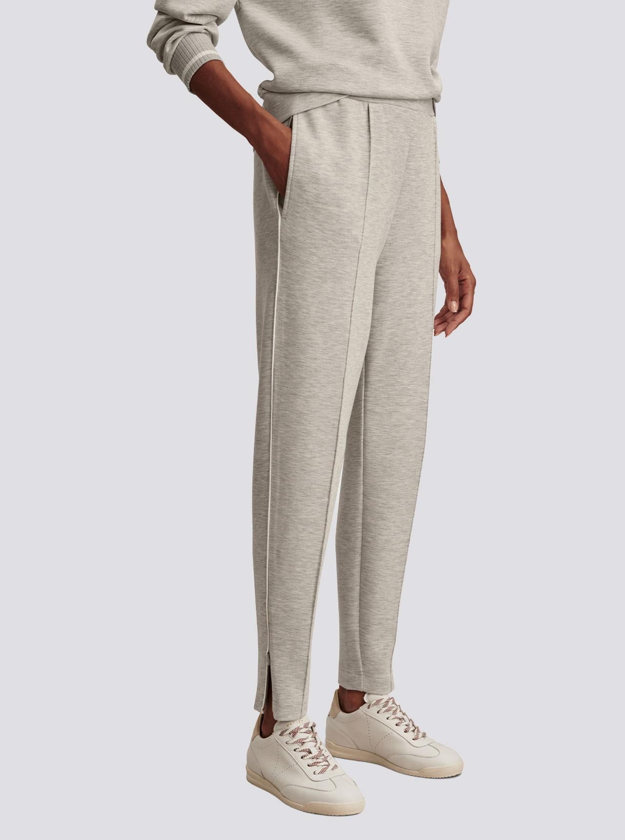 Womens The Slim 27.5 Inch Pintuck Pants Light Grey Marl