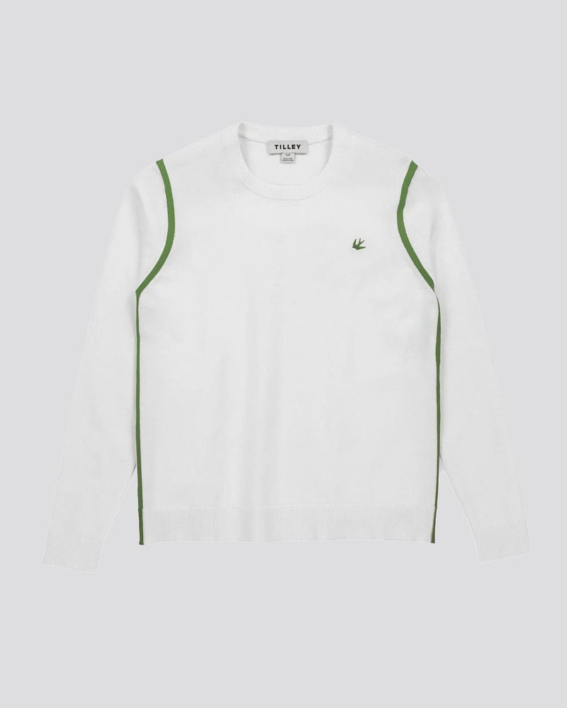 Womens Classic Crew Neck White/Sport Green