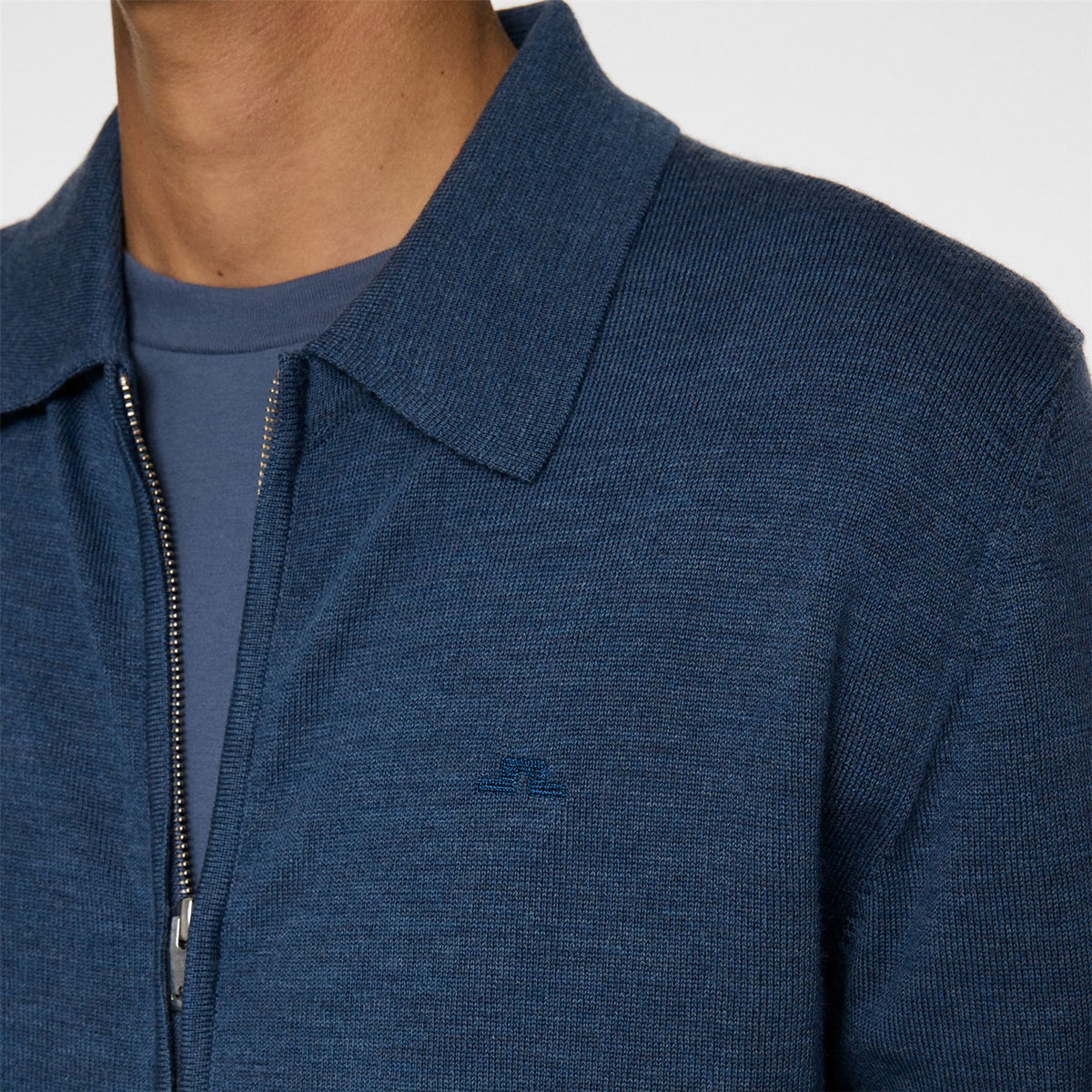 Kaleb Merino Zip Cardigan Vintage Indigo Melange