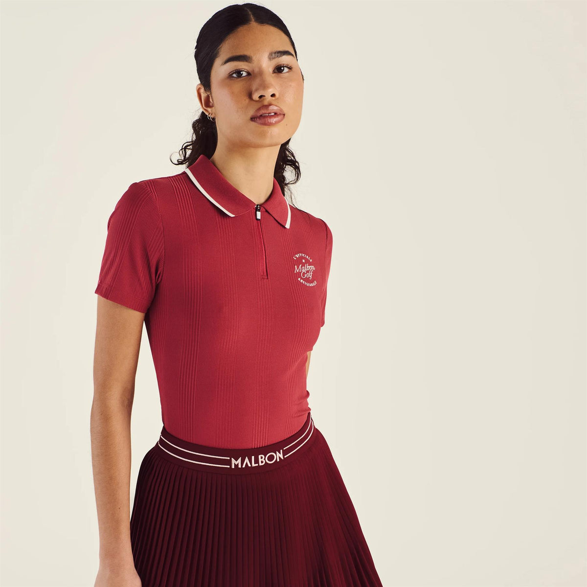 Womens Camilla Quarter Zip Polo Garnet