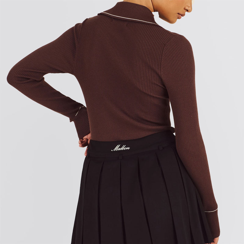 Womens Agatha Knit Polo Mahogany