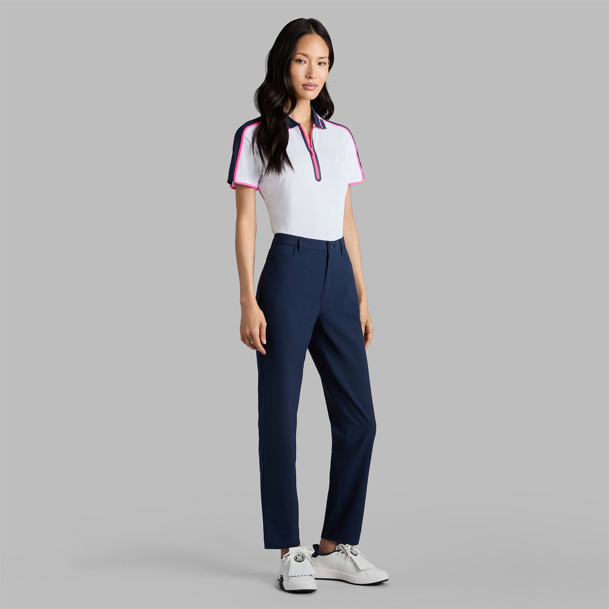Womens Contrast Panel Tech Pique Polo Snow