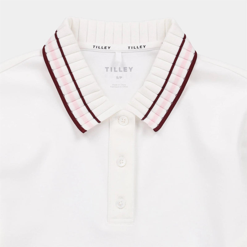 Womens LS Team Polo White/Wine
