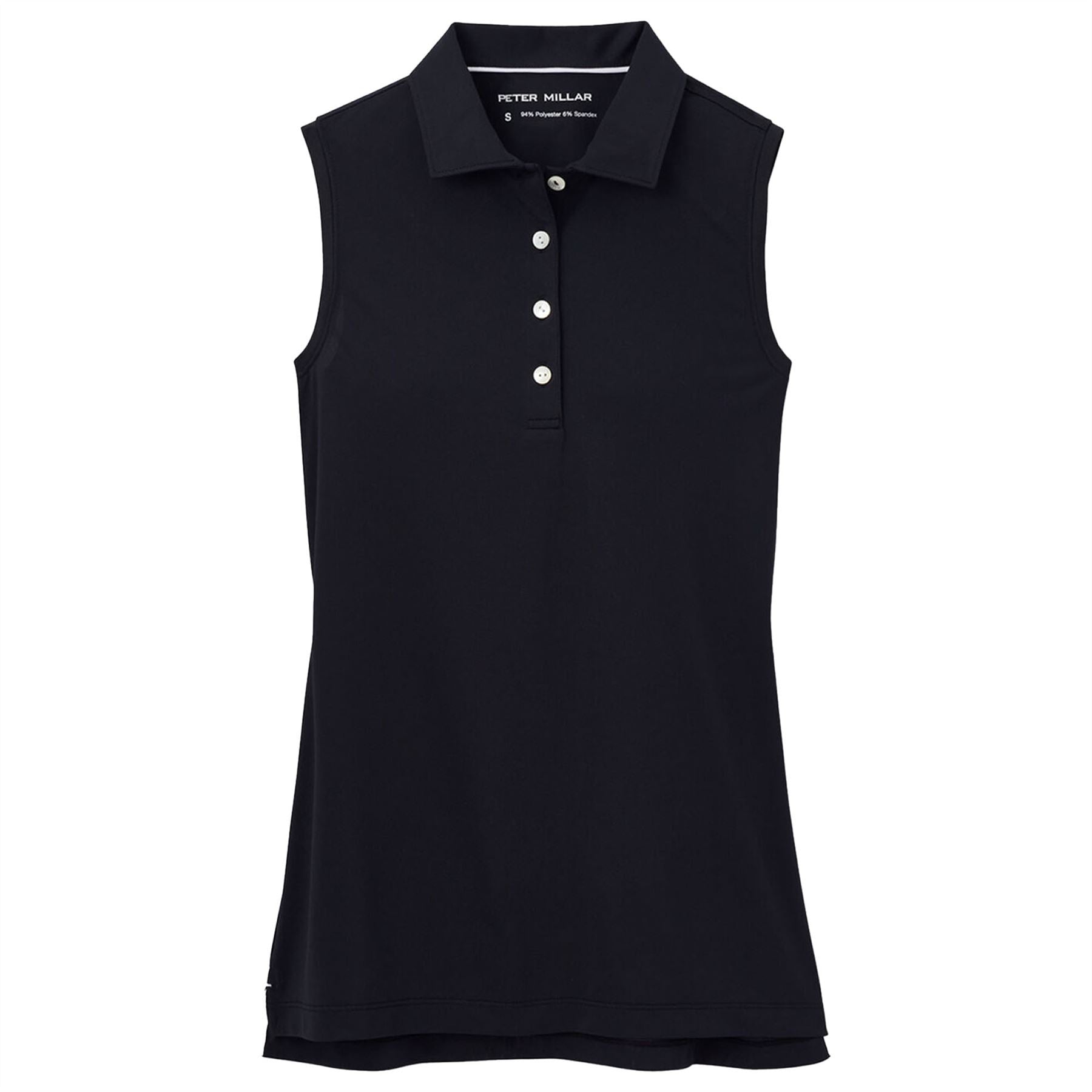 Womens Sleeveless Banded Button Polo Black